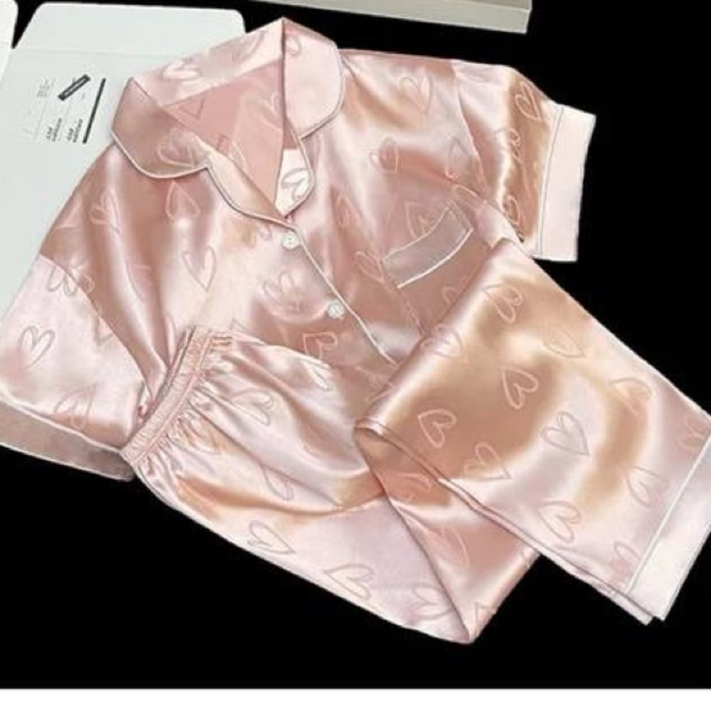 New Pink Heart satin PJ set XL - Picture 3 of 5